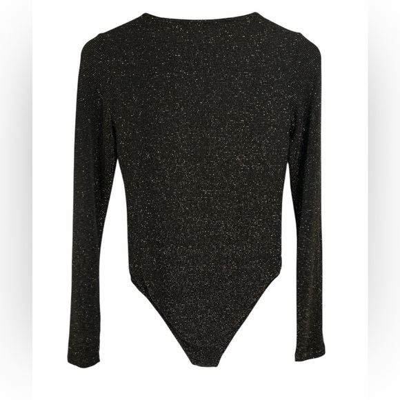 House of Haralow x Revolve Black Long Sleeve Bodysuit with Metallic Gold Details - Picture 4 of 11
